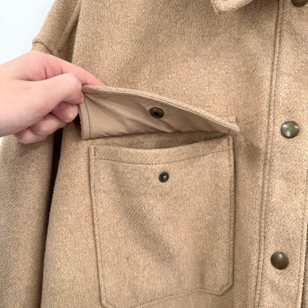 Old Navy Classic Camel Brushed-Twill Front Snap Round Hem Shacket Women's XL‎ - Picture 4 of 12